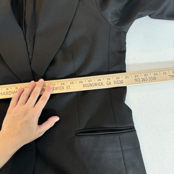 Banana Republic Sculpted Fit Italian Wool Blazer Sz 16L Tall Black Corporate - Picture 14 of 16